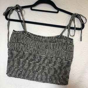 Zara Gingham Smocked Crop Top NWOT